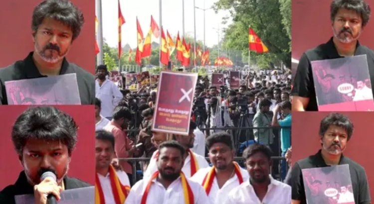 லாக்-அப் டெத்; 24 குடும்பத்திற்கும் ஸ்டாலின் 'சாரி' சொல்ல வேண்டும்: சென்னை ஆர்ப்பாட்டத்தில் விஜய் பேச்சு