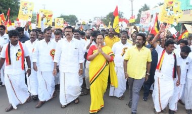 தேமுதிக பொதுச் செயலர் பிரேமலதா தலைமையில் திருத்தணியில் நடைபயணம்